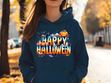 Happy Halloween Pumpkin Crew HTV Graphic Ladies Pullover Hoodies