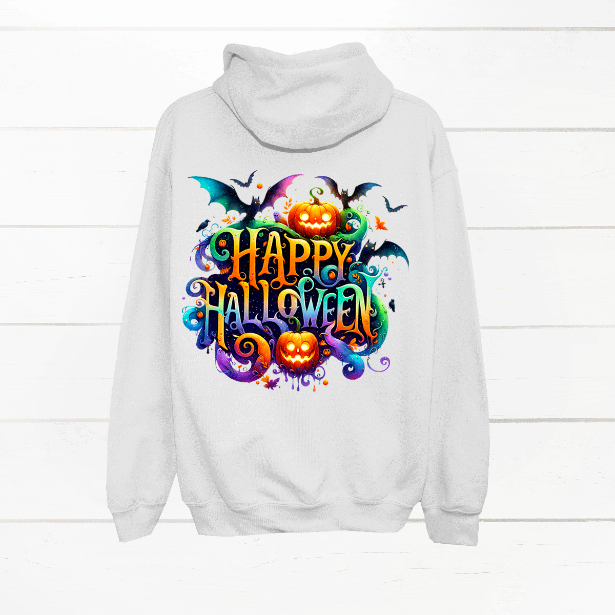 Happy Halloween Bat Crew HTV Graphic Unisex Full Zip Hoodies