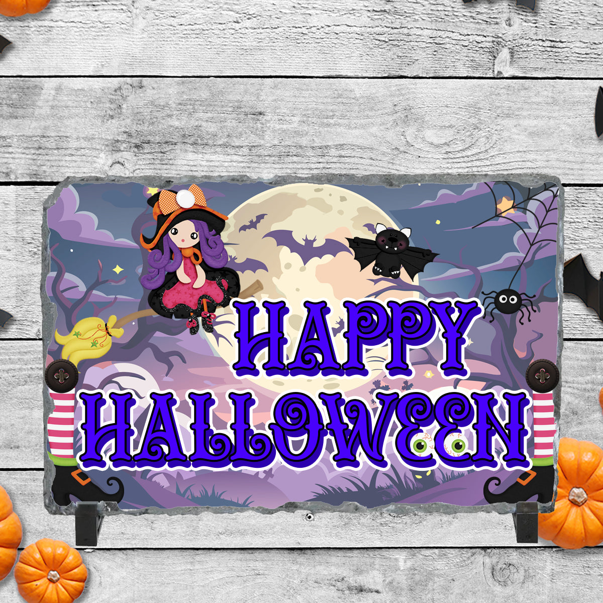 Happy Halloween Flying Witch Sublimated Rectangle Slates