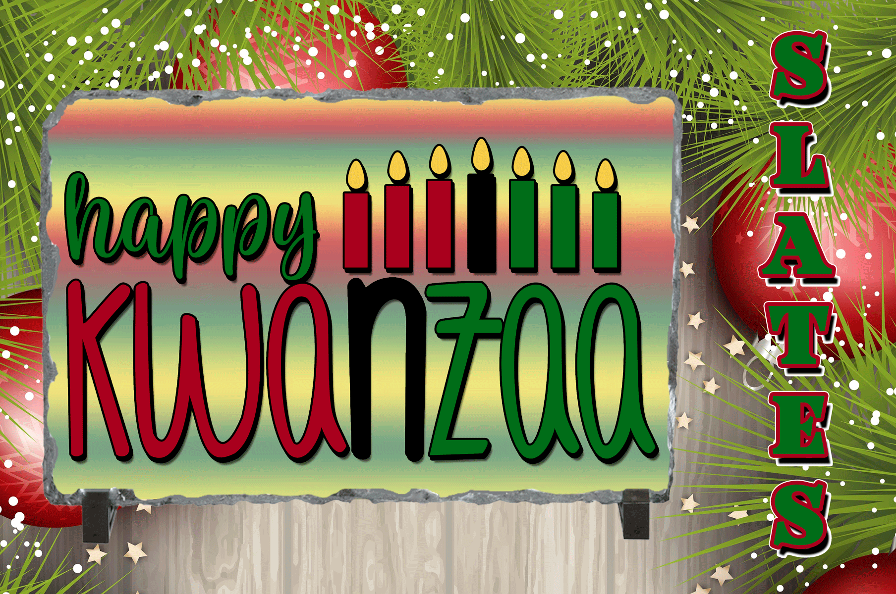 Happy Kwanzaa Candles Sublimated Rectangle Slates