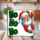 Ho  Ho  Ho  Peeking Santa Christmas Sublimated Square Photo Slates