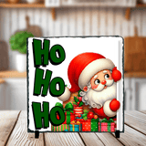 Ho  Ho  Ho  Peeking Santa Christmas Sublimated Square Photo Slates