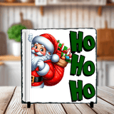 Ho  Ho  Ho  Peeking Santa Christmas Sublimated Square Photo Slates