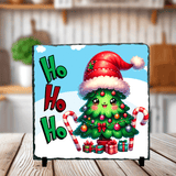 Ho  Ho  Ho  Christmas Tree Sublimated Square Photo Slates