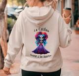 Honrar Los Muertos Catrina Halloween HTV Graphic Ladies Full Zip Hoodies