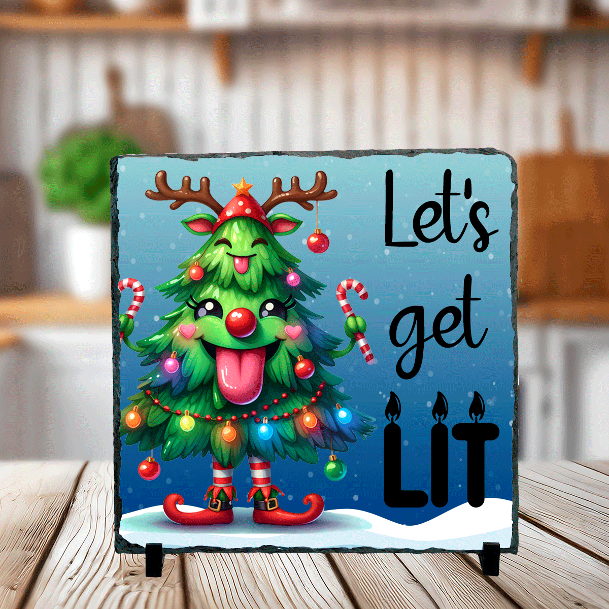 Lets Get Lit Christmas Sublimated Square Photo Slates