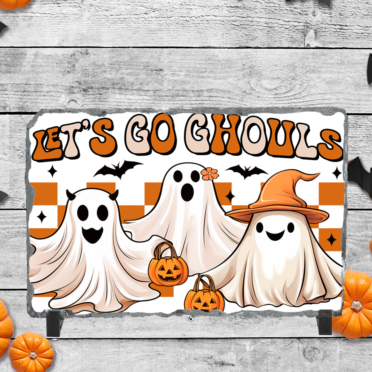 Let's Go Ghouls Halloween Sublimated Rectangle Slates
