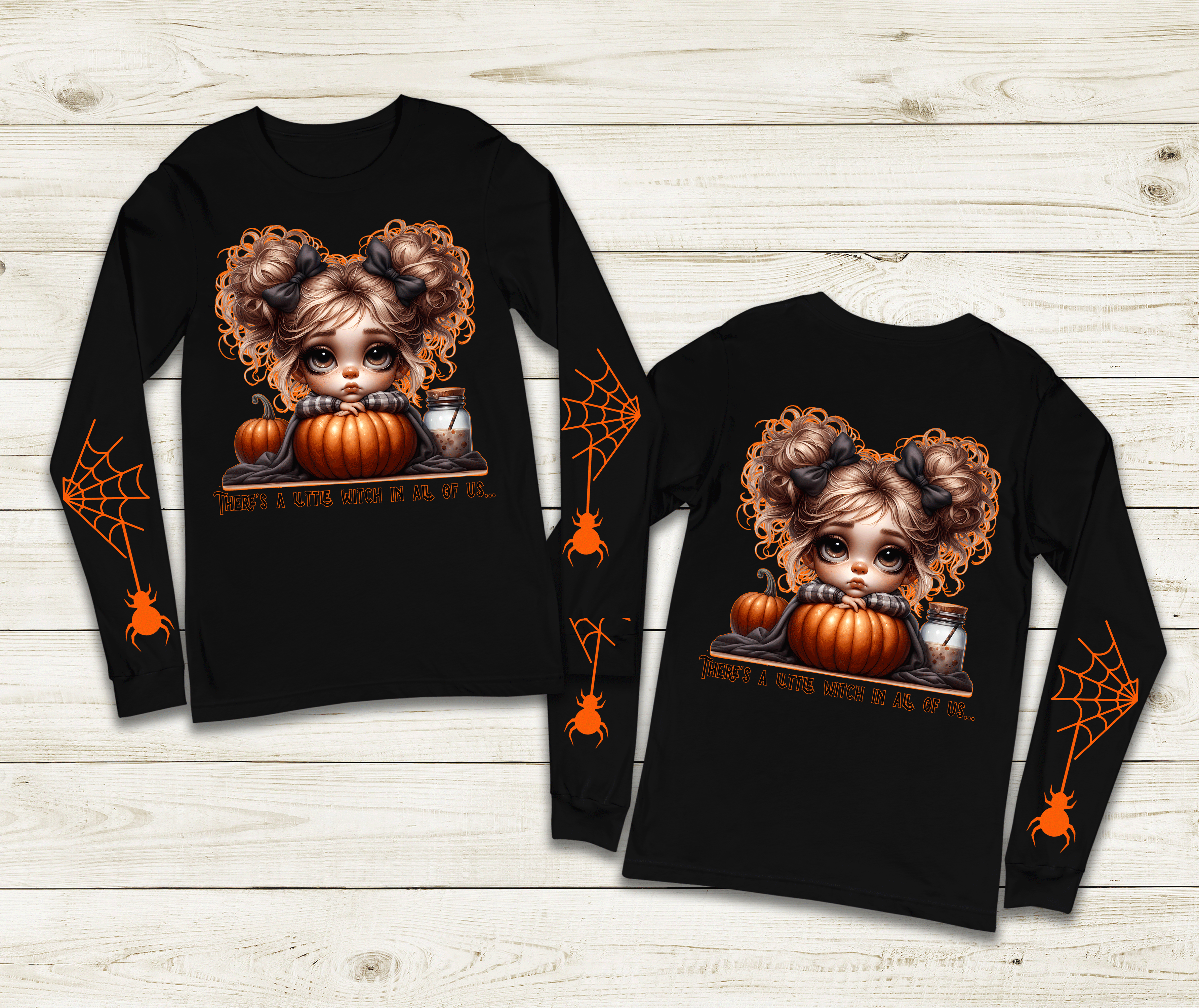 A Little Witch Halloween HTV Graphic Unisex Youth Long Sleeve T-shirts