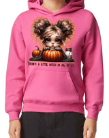 A Little Witch Halloween HTV Graphic Youth Pullover Hoodies
