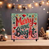Merry & Bright Christmas Sublimated Square Photo Slates