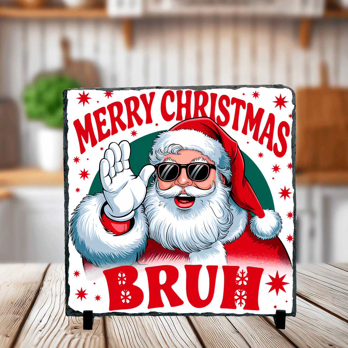 Merry Christmas Bruh Sublimated Square Photo Slates