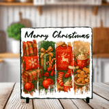Merry Christmas Brushstrokes Sublimated Square Photo Slates