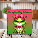 Merry Freaking Christmas Angry Cat Sublimated Square Photo Slates