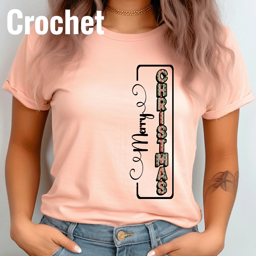 Merry Christmas Vertical HTV Graphic Ladies T-shirts