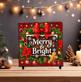 Merry & Bright Sign Christmas Sublimated Square Photo Slates