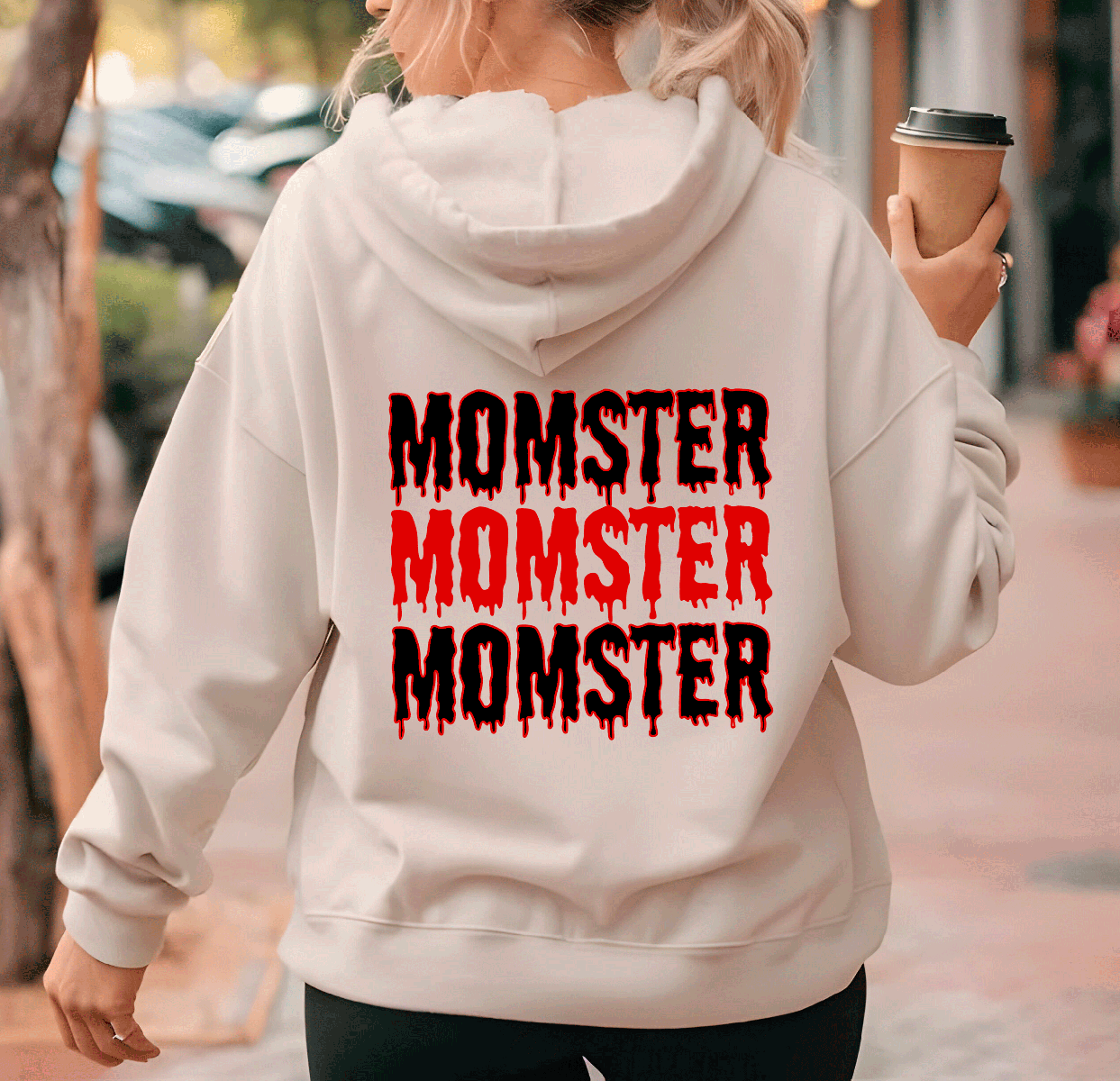 Momster Halloween HTV Graphic Ladies Full Zip Hoodies