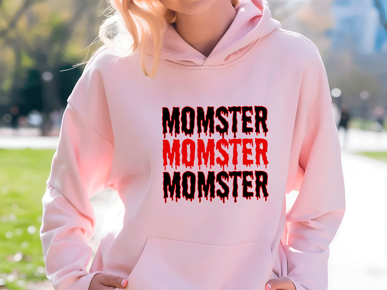 Momster Halloween HTV Graphic Ladies Pullover Hoodies
