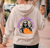 Nightmare Before Coffee Halloween HTV Graphic Ladies Full Zip Hoodies