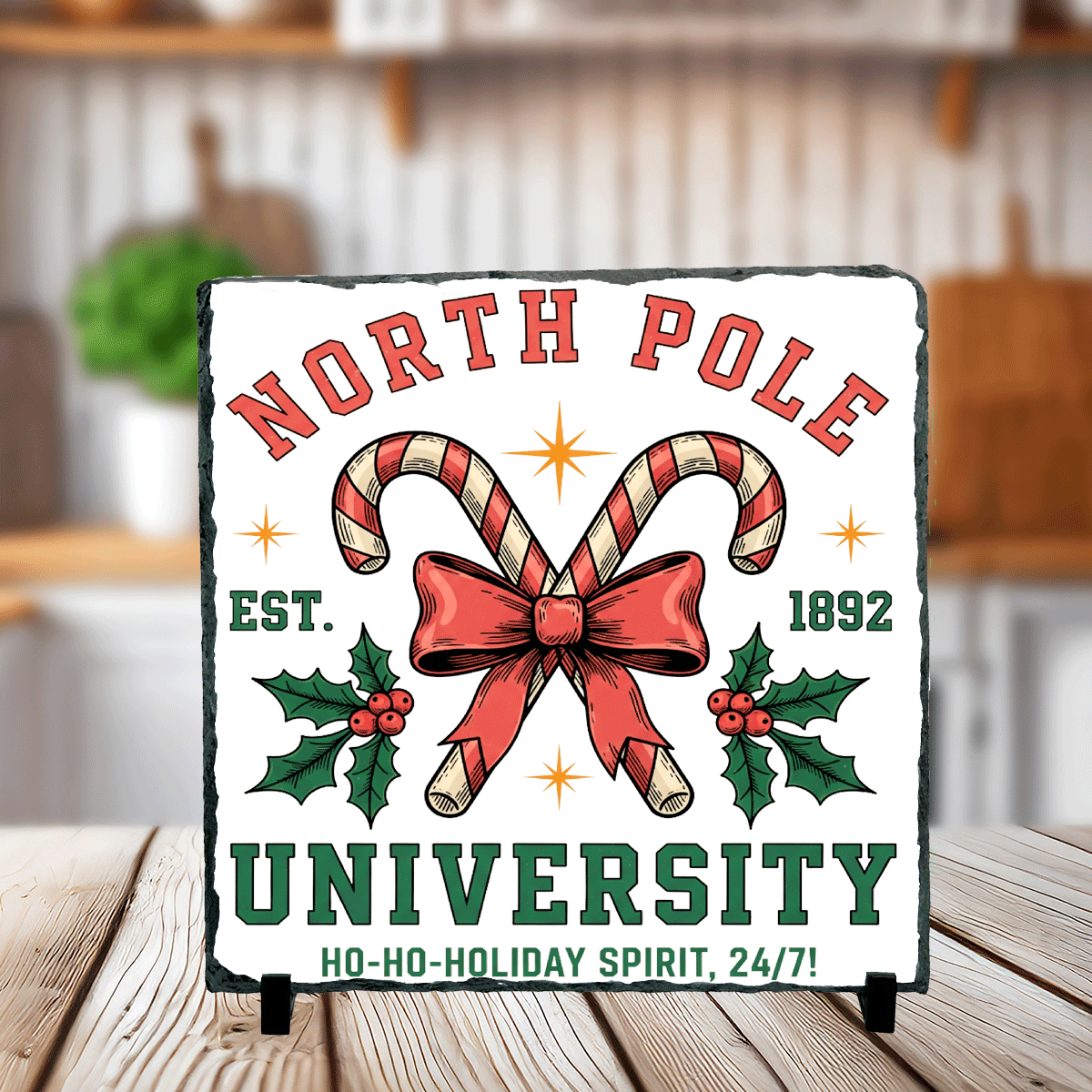 North Pole University Christmas Sublimated Square Photo Slates