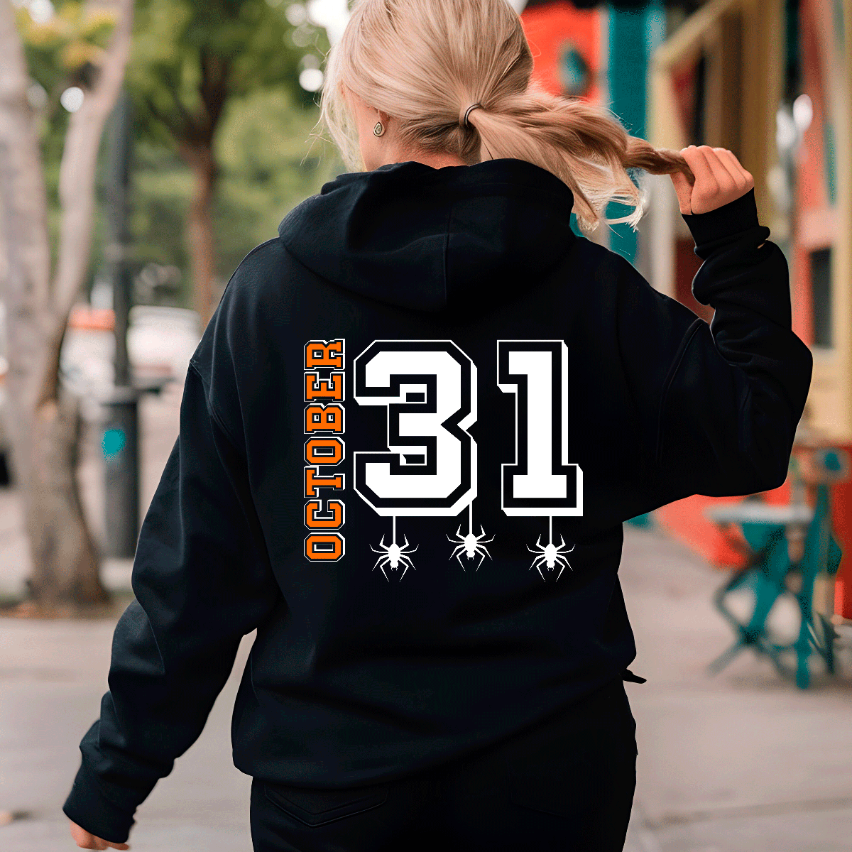 October 31 Halloween HTV Graphic Ladies Full Zip Hoodies