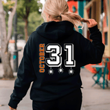 October 31 Halloween HTV Graphic Ladies Full Zip Hoodies