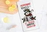 Peppermint Kisses Snowman Christmas Sublimated Kitchen Towels