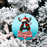 Personaized Reindeer Alpha Sublimated 3" Round Ceramic Ornament