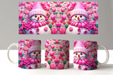 Colorful mug with a snowman design on a white surface