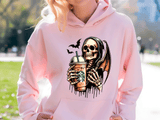 Reaper Coffee Halloween HTV Graphic Ladies Pullover Hoodies