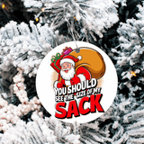 Santa Size Of My Sack Christmas Sublimated 3" Round Ceramic Ornament