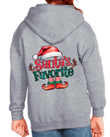 Santa's Favorite Christmas HTV Graphic Youth Full-zip Hoodies