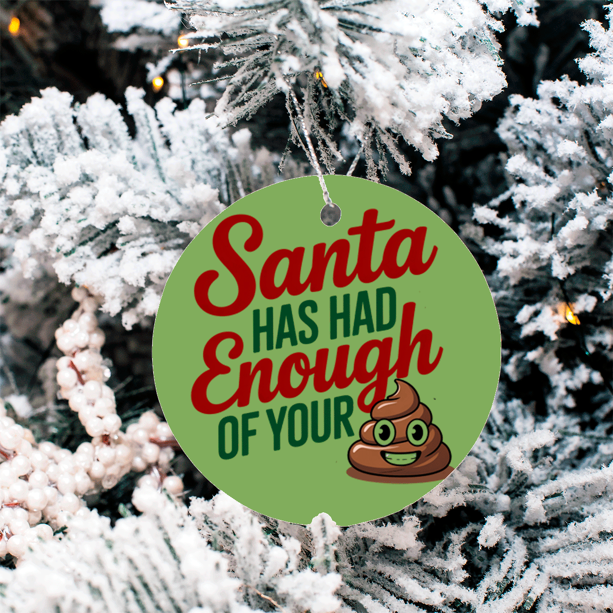 Funny Christmas Sublimated Ceramic Ornament 3" Set Of 5