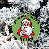 Funny Christmas Sublimated Ceramic Ornament 3" Set Of 5