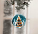 Snowglobe Christmas Set 2 Sublimated Ceramic Ornament 3" Set Of 5