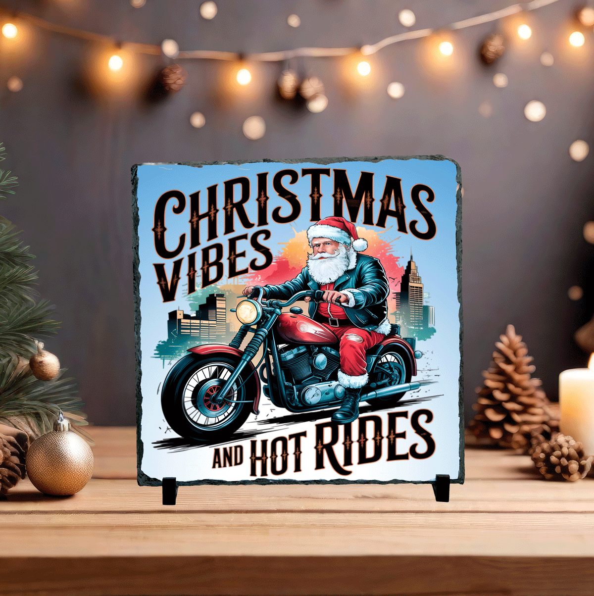 Christmas Vibes Sublimated Square Photo Slate